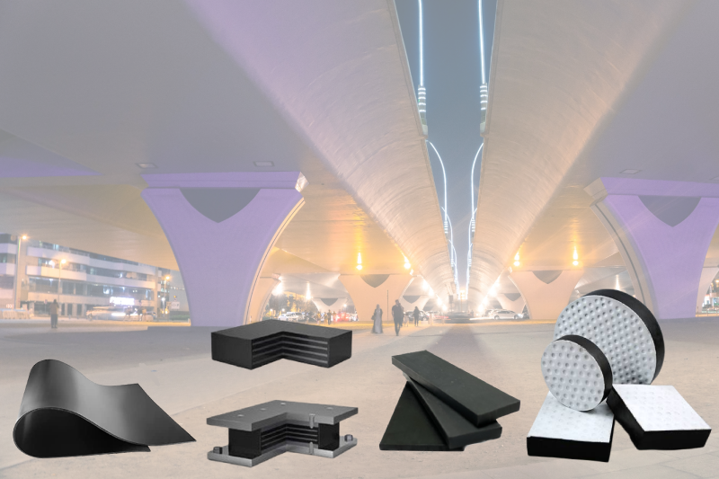 Neoprene rubber bridge bearing pads with PTFE sheet