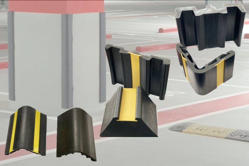 Rubber parking safety guards and wheel stoppers