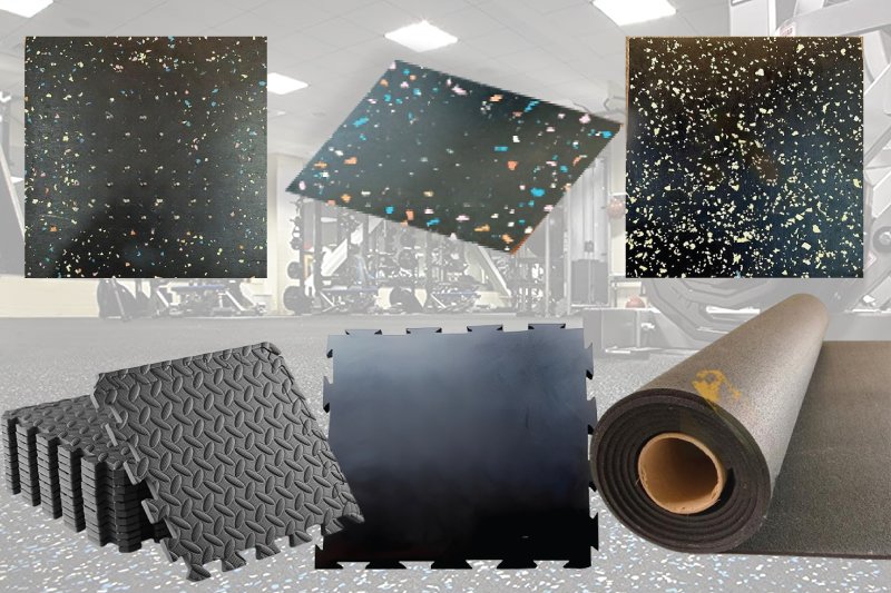 Heavy duty rubber gym flooring tiles and rolls